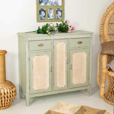 Console Alexandra House Living Verde Rattan Legno di abete Legno MDF 88 x 36 x 95 cm