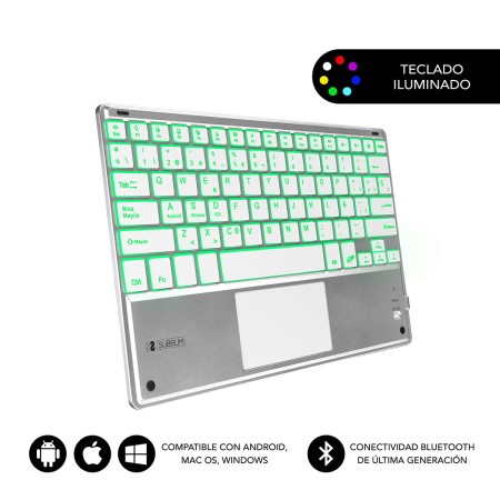 Tastiera Bluetooth con Supporto per Tablet Subblim SUB-KBT-SMBT50 Qwerty in Spagnolo Nero/Bianco Spagnolo