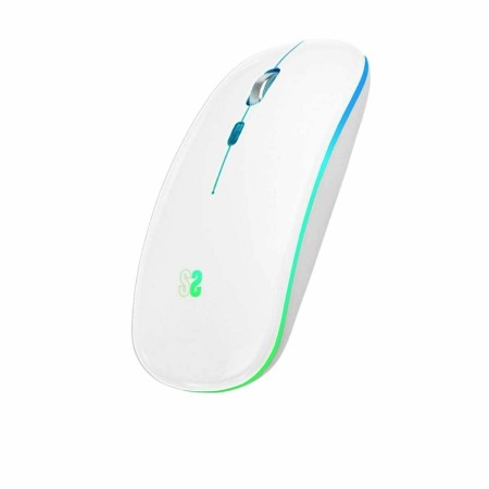 Mouse Bluetooth Wireless Subblim Ratón Inalámbrico Bluetooth + RF RGB LED Dual Flat Mouse White