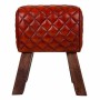 Sgabello Alexandra House Living Marrone Pelle Legno di mango 51 x 30 x 41 cm