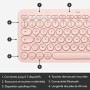 Tastiera Logitech K380 Francese Rosa AZERTY