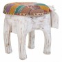 Sgabello Alexandra House Living Bianco Legno di mango Tessuto 51 x 37 x 36 cm Elefante