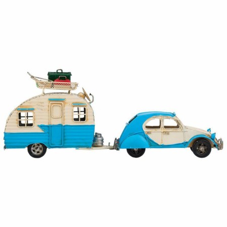 Statua Decorativa Alexandra House Living Azzurro Chiaro Ferro ABS Roulotte Trailer 9 x 15 x 41 cm