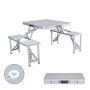 Set Marbueno Tavolo e 4 Sedie con Foro Ombrello Pieghevole Alluminio Grigio Campeggio e Spiaggia 136X85X67 cm 10439