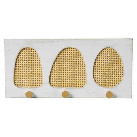 Appendiabiti da parete Alexandra House Living Giallo Bianco Legno 36 x 17 x 4 cm 3 Grucce