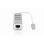 Hub USB Digitus Grigio Argentato Alluminio