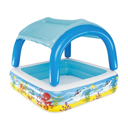 Bestway Piscina Gonfiabile Infantile Tetto Rimovibile 140x140x114 cm +2 Anni Giardino 52192