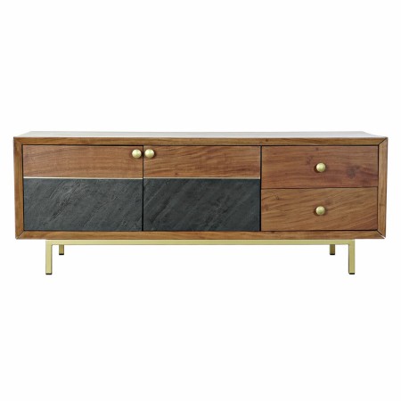 Mobile TV DKD Home Decor Marrone Nero Acacia (130 x 42 x 49 cm)