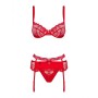 Set di Lingerie con Pizzo Obsessive Heartina Rosso S/M