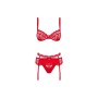 Set di Lingerie con Pizzo Obsessive Heartina Rosso S/M