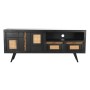 Mobile TV DKD Home Decor Nero Rattan Legno di mango (145,5 x 40,5 x 60 cm)