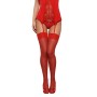 Calze con Reggicalze Obsessive OB1489 Rosso L/XL