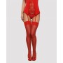 Calze con Reggicalze Obsessive OB1489 Rosso L/XL