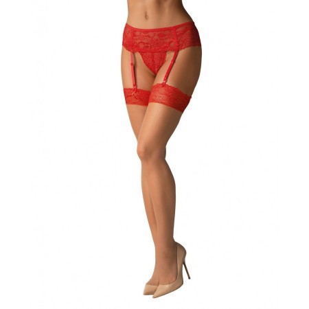 Calze con Reggicalze Obsessive 838-STO-3 Rosso S/M