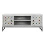 Mobile TV DKD Home Decor Bianco Beige Grigio Multicolore Ceramica Legno di mango 130 x 40 x 56 cm